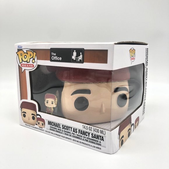 Funko Pop! Ceramic Mug & Enamel Pin: The Office Michael Scott as Fancy Santa NEW - Picture 1 of 7